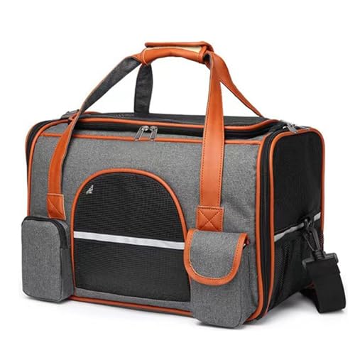 Katzentransportbox Weichkoffer, Kabinentauglich Für Flugzeug Auto Zusammenklappbar Ausbruchsicher Mit Lüftungsgittern(Dark Gray,Large) von Generic