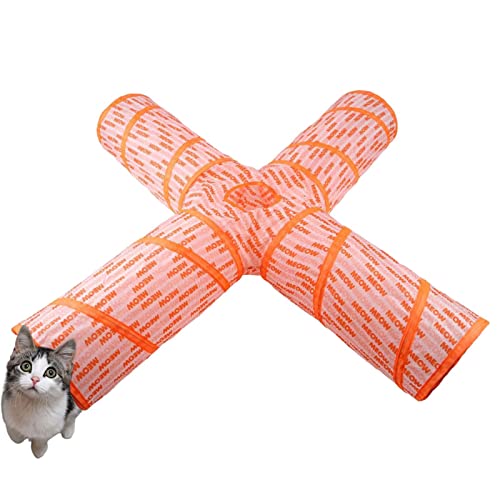 Katzentunnel Indoor | Faltbare Katzenanreicherung | Buchstabendruck Cat Entertainment Katzenzelt mit Vier Kanälen Cat Tunnel Play Tube Spielzeug für von generic
