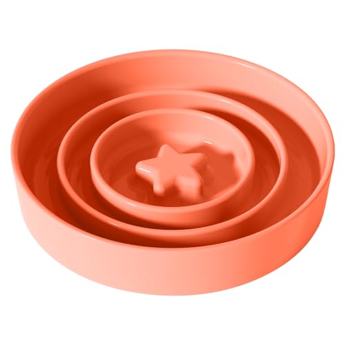 Keramik Slow Feeder für Hunde & Katzen, Hund Slow Feeder Schüssel und Puzzle Feeder Katzennapf zum Verlangsamen Fressen von Hunden, Glücksstern (S Pink) von Generic
