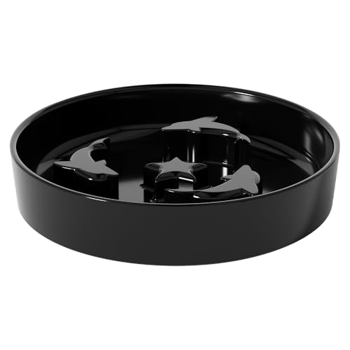 Keramik Slow Feeder für Hunde & Katzen, Hund Slow Feeder Schüssel und Puzzle Feeder Katzennapf zum Verlangsamen Fressen von Hunden, Interaktive Leckereien und Nassfutter (L Schwarz) von Generic