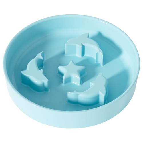 Keramik Slow Feeder für Hunde & Katzen, Hund Slow Feeder Schüssel und Puzzle Feeder Katzennapf zum Verlangsamen Fressen von Hunden, Interaktive Leckereien und Nassfutter (S Blau) von Generic