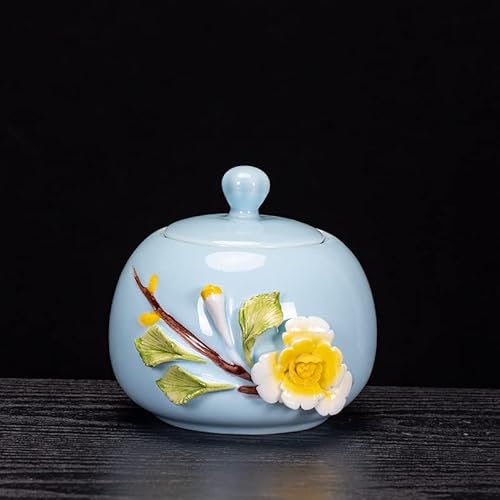 Keramikurne - Stilvolles Gedenkobjekt - 3D-Blumen - Verschiedene Größen und Farben (525 ml, Hellblau) von Generic