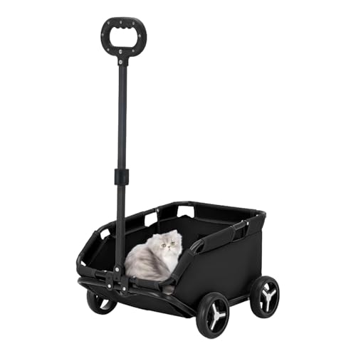 Kinderwagen für Hunde – Kinderwagen für Kleintiere, Tiertransporter | Katzentransporter mit Rädern, Kinderwagen mit Käfig für Hunde mit 4 Rädern, Hundewagen mit klappbarem Trolley von Generic