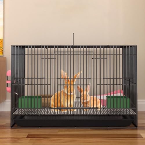 Klappbare Kaninchenkäfig Mit PVC Tablett, 1 cm Verschlüsselter Abstand, Mehrseitiges Design, Für Kaninchen/Katzen/Meerschweinchen, 2 Größen, 5 Farben(Black,60 * 40 * 40cm) von Generic