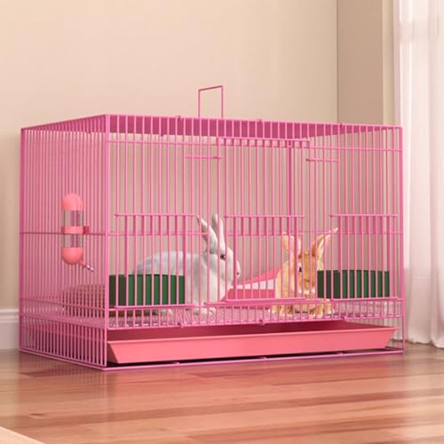 Klappbare Kaninchenkäfig Mit PVC Tablett, 1 cm Verschlüsselter Abstand, Mehrseitiges Design, Für Kaninchen/Katzen/Meerschweinchen, 2 Größen, 5 Farben(Pinks,60 * 40 * 40cm) von Generic
