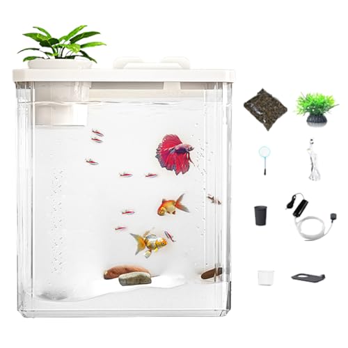 Kleines Aquarium – Acryl LED LED Aquarium Wasserpumpe kompakt | Desktop-Display Aquarium, moderner Betta-Tank mit Fälschung, transparente Fischschale für von Generic