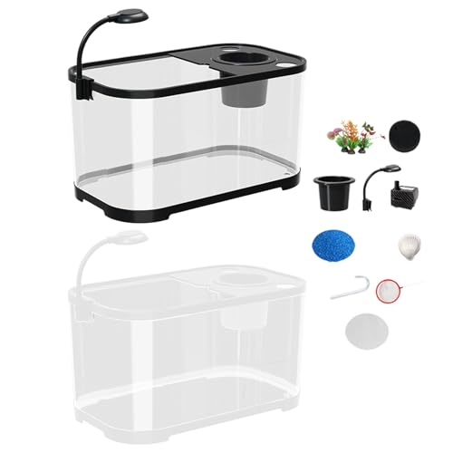 Kleines Aquarium -Starter -Kit - Anfängerfischtank, Desktop Aquarium Bowl | Betta -Fisch, Schildkröte, froschfreundliche Haushaltsaquarium -Starter -Kits für Süßwasser, kompakt und leicht zu pflegende von Generic