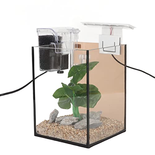 Kleines Desktop-Aquarium, Einfache Installation, Bietet Sauerstoff, Betta-Aquarium, Transparente Wasserfallpumpe mit LED-Licht für Zuhause (EU-Stecker 220 V) von Generic