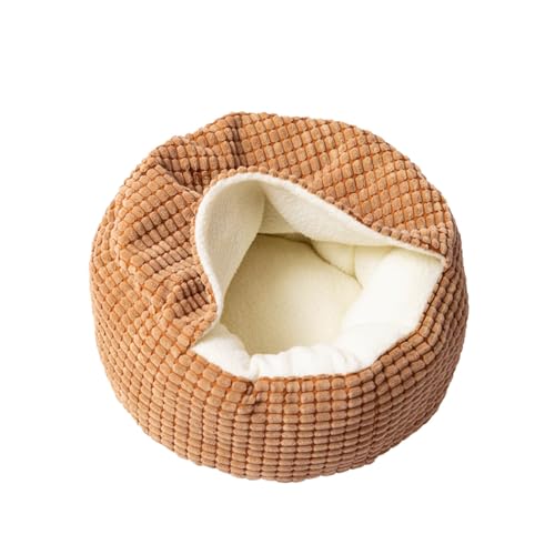 Kleines und mittelgroßes Hunde-/Katzenbett mit befestigter Decke, rund, beruhigend, mit Kapuze, gemütliche Hunde-/Katzenbetten für kleine Hunde, weiches Kuschelbett für Welpen und GNe880 (Khaki, L) Kleines und mittelgroßes Hunde-/Katzenbett mit befestigter Decke, rund, beruhigend, mit Kapuze, gemütliche Hunde-/Katzenbetten für kleine Hunde, weiches Kuschelbett für Welpen und GNe880 (Khaki, L) von Generic