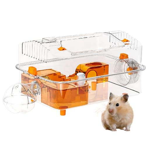Kleintier-Habitat – Abs Hamster Shelter, Dekoratives Spielhaus, transparenter Käfig mit Rad und Futterspender | Zubehör für Haustiere zum Ausruhen Kleintier-Habitat – Abs Hamster Shelter, Dekoratives Spielhaus, transparenter Käfig mit Rad und Futterspender | Zubehör für Haustiere zum Ausruhen von Generic