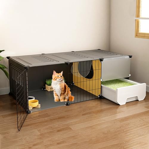 Kleintierkäfig Drinnen, Katzenkäfig mit Katzenklo, Halbgeschlossenes Katzenhaus, Laufstall für Katzen, Welpen, Kaninchen, Kleintiere Kleintierkäfig Drinnen, Katzenkäfig mit Katzenklo, Halbgeschlossenes Katzenhaus, Laufstall für Katzen, Welpen, Kaninchen, Kleintiere von Generic