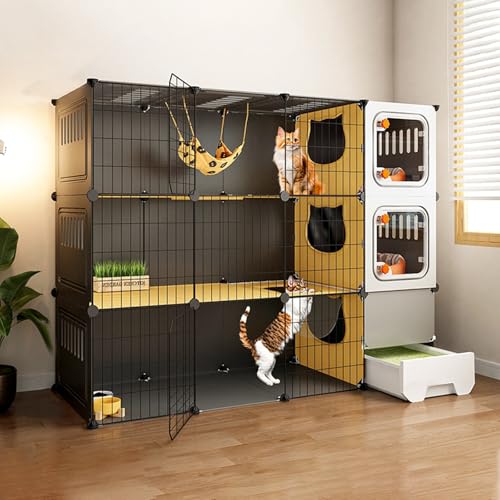 Kleintierkäfig Drinnen, Katzenkäfig mit Katzenklo, Halbgeschlossenes Katzenhaus, Laufstall für Katzen, Welpen, Kaninchen, Kleintiere von Generic