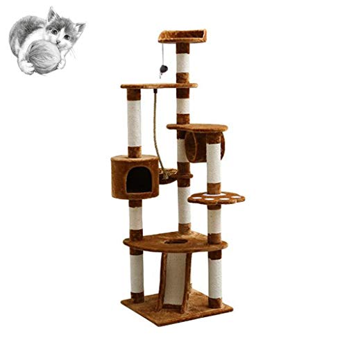 Kratzbäume Turm Katzenklettergerüst Katzensprungplattform Katzenstreu Eine große Katzengreifsäule Spielplatz Aktivitätsbäume (Farbe: Beige, Größe: 183 * 53 * 53 cm) von Generic