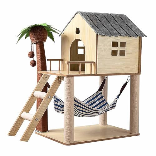 Kratzbaum, Kleiner Katzenturm mit verbreiterter Sitzstange für große Katzen im Innenbereich, Kätzchen, 2-stöckige Katzenwohnung mit Kratzbäumen, Hängematte und Leiter Kratzbaum, Kleiner Katzenturm mit verbreiterter Sitzstange für große Katzen im Innenbereich, Kätzchen, 2-stöckige Katzenwohnung mit Kratzbäumen, Hängematte und Leiter von Generic