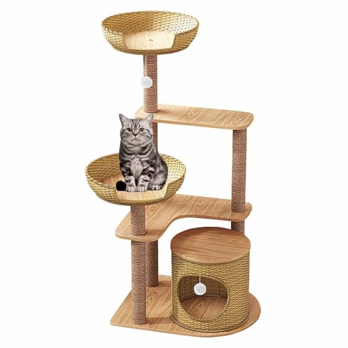 Kratzbaum Condo Sisal Kratzbaum Katzenturm mit Rattanstangen Kätzchen Spielhaus Baumelnder Ball Aktivitätscenter Möbel Kratzbaum Condo Sisal Kratzbaum Katzenturm mit Rattanstangen Kätzchen Spielhaus Baumelnder Ball Aktivitätscenter Möbel von Generic
