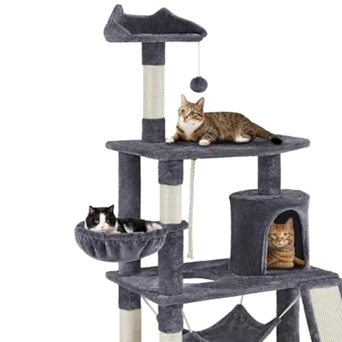 Kratzbaum Katzenturm Kratzbaum Mit Eigentumswohnung Und Kratzbaumturm Beige Für Katzen Katzenkletterbaum Katzenbaum Eigentumswohnungskatzenbaum Indoor-Klettern (Farbe: Dunkelgray) von Generic