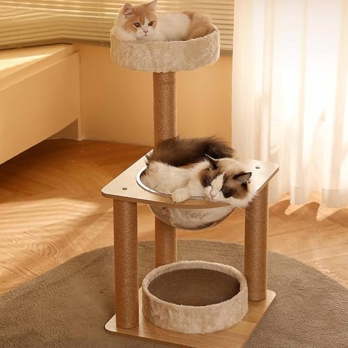 Kratzbaum für Hauskatzen mit abnehmbarem Kratzbrett, Katzenturm mit transparentem Acrylbett, Ballspielzeug zum Aufhängen und Katzen-Sisal-Kratzstämmen Kratzbaum für Hauskatzen mit abnehmbarem Kratzbrett, Katzenturm mit transparentem Acrylbett, Ballspielzeug zum Aufhängen und Katzen-Sisal-Kratzstämmen von Generic