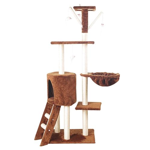 Kratzbaum mit Kratzbaum und Haus, Stabiler Katzenspielturm für große Katzen im Innenbereich, mehrstufiges Aktivitätscenter mit Leiter, Klettergerüst für Kätzchen Kratzbaum mit Kratzbaum und Haus, Stabiler Katzenspielturm für große Katzen im Innenbereich, mehrstufiges Aktivitätscenter mit Leiter, Klettergerüst für Kätzchen von Generic
