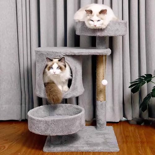 Kratzbaumturm, 85 cm große Katzenwohnung mit Kratzbaum, mehrstufiges Katzenkletterspielhaus für den Innenbereich, Katzenaktivitätsbaum mit Spielzeug, Grau Kratzbaumturm, 85 cm große Katzenwohnung mit Kratzbaum, mehrstufiges Katzenkletterspielhaus für den Innenbereich, Katzenaktivitätsbaum mit Spielzeug, Grau von Generic
