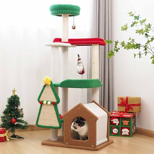 Kratzbaumturm, Katzenkratzbaum für Hauskatzen, mit supergemütlicher Sitzstange und interaktivem baumelndem Ball, ideal für Kätzchen und Katzen von Generic