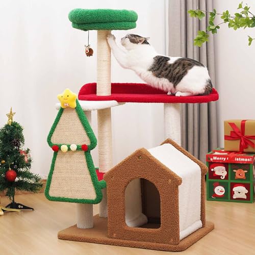 Kratzbaumturm, Katzenkratzbaum für Hauskatzen, mit supergemütlicher Sitzstange und interaktivem baumelndem Ball, ideal für Kätzchen und Katzen von Generic