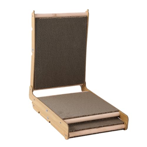 Kratzbrett Katzen, Wendbares Design L förmige Kratzpappe für Katzen, widerstandsfähig Katzenkratzbrett mit Ballspielzeug, Katzen Kratzmöbel aus hochwertiger Karton für Wand und Ecke (Khaki) von Generic