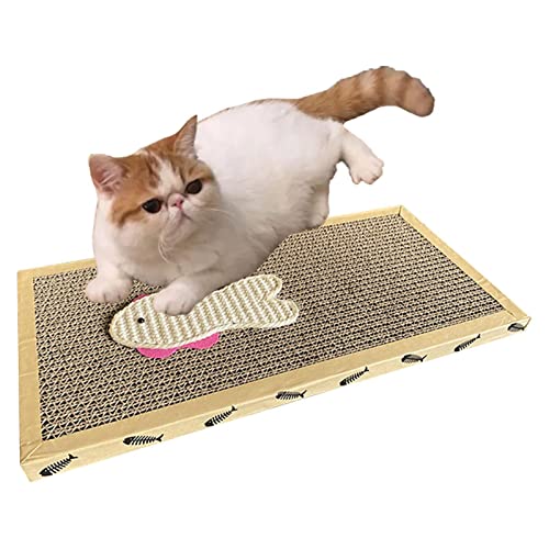 Kratzbrett für Katzen, Fisch-/Maus-Muster, Katzenkratzpads – doppelseitige Katzenkratzbäume für Innenbereich, Katzenspielzeug, schützt Teppiche und Sofas von Generic