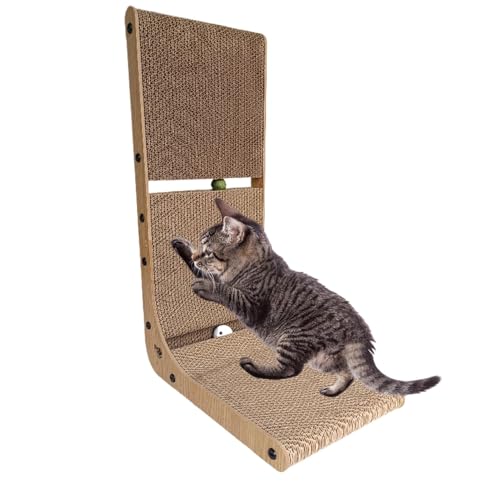Kratzbrett für Katzen, Kratzbrett für Katzen, Kratzbrett für Katzen, aus Karton in L-Form, Kratzbrett zur Entspannung für Katzen mit C-Spielball Kratzbrett für Katzen, Kratzbrett für Katzen, Kratzbrett für Katzen, aus Karton in L-Form, Kratzbrett zur Entspannung für Katzen mit C-Spielball von Generic