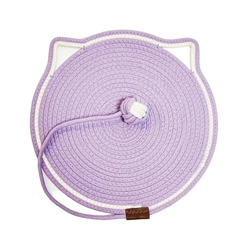 Kratzmatte Katze, 43 cm natürliche Katzenkratzbretter Baumwollseil, Kratzteppich, widerstandsfähig, Katzenmöbel, Fußmatte, Kratzpads für Katzen, Interaktives Katzenspielzeug (Lila) von Generic