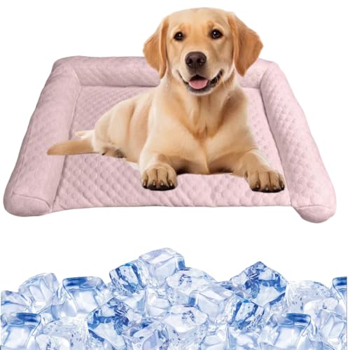 Kühldecke für Hunde & Hundekühlmatte - Kühlmatte Hunde aus Eisseide (50x40/60x35 cm) | Cooling Mat Dog für Sommer & Auto | Atmungsaktiv, Waschbar, rutschfest (Eine helle Rosa, M(60 * 35)) von Generic