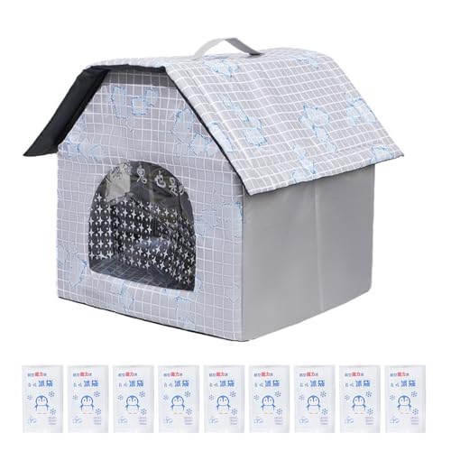 Kühlendes Hundehaus, klimatisiertes Katzenhaus – mit 9 Kühlakkus, faltbares Kühlbett, vier Jahreszeiten, Unterschlupf für kleine Rassen, Welpen, Kätzchen, Balkon, Zwinger von Generic