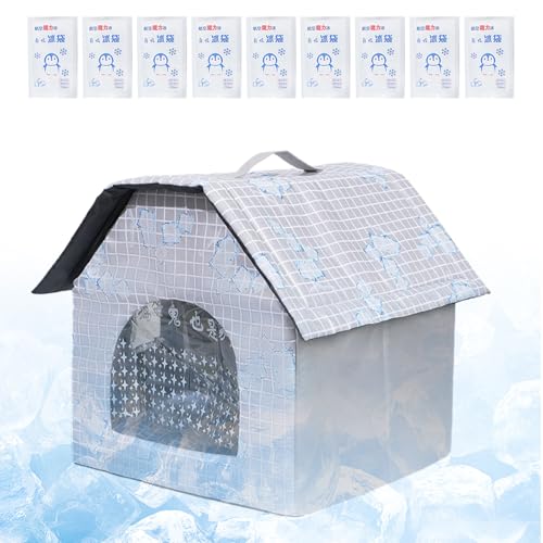 Kühlendes Katzenhaus für den Außenbereich – Katzenklimaanlage, faltbares Kühlbett mit 9 Kühlakkus, wasserdicht für vier Jahreszeiten, Haustierunterschlupf, Welpen, Innenboden, kleine Rassen Kühlendes Katzenhaus für den Außenbereich – Katzenklimaanlage, faltbares Kühlbett mit 9 Kühlakkus, wasserdicht für vier Jahreszeiten, Haustierunterschlupf, Welpen, Innenboden, kleine Rassen von Generic