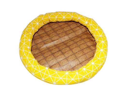 Kühlmatte Hund Kühlmatte Für Hunde Sommer Katzenhütte Rattan Leinenmatte Zwinger Hundehütte Vier Jahreszeiten Universal-antihaftmatte Antihaft-haustierbedarf, Gelbes Dreieck, 50 cm von Generic