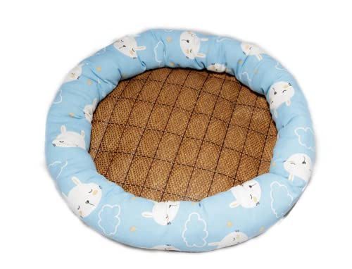 Kühlmatte Hund Kühlmatte Für Hunde Sommer-katzennest Rattan-leinen-matten-Nest Hundenest Vier Jahreszeiten Universal-antihaft-Matte Antihaft-Haar-haustierbedarf, Blaues Kaninchen, 50 cm von Generic