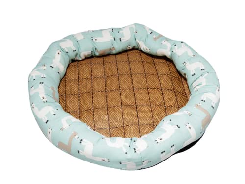 Kühlmatte Hund Kühlmatte Für Hunde Sommer-katzennest Rattan-leinen-matten-Nest Hundenest Vier Jahreszeiten Universal-antihaft-Matte Antihaft-Haare Heimtierbedarf, Blaues Alpaka, 60 cm von Generic