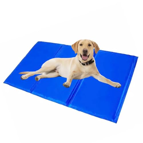 Kühlmatte Hund - Selbstkühlend Kratzfest Faltbar - Ideal für Katzen und Hunde (Welpen, Mittelgroße Hunde, Extra Große Hunde) - Antihaft & Leicht zu Reinigen (Blau, Groß) von Generic