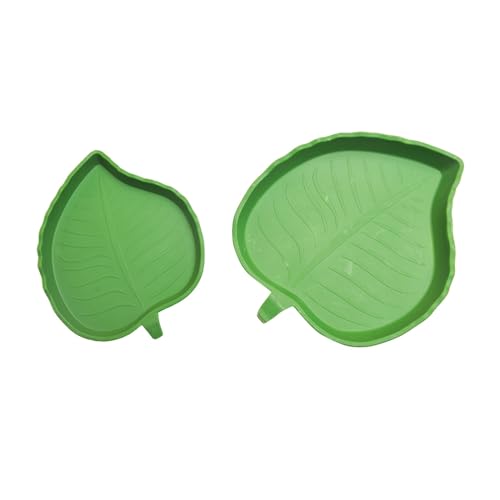 Kunststoff-Wassernapf für Reptilien, 2 Stück, blattförmige, für Schildkröten, Mais, Reptilien, zum Trinken Essen (2 Größen) Lds142 (Green, One Size) von Generic