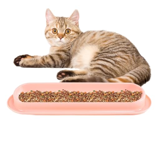 Langer Futternapf für Haustiere – Wasserschüsseln für Katzen, 15 Grad geneigt, lange Futterschüssel, Futter- und Wasserschüsseln, wasserdichter Futterspender von Generic