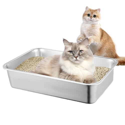 Large Cat Müllbox - Katzenstraudern Metalldrüsenbox | Nicht-Stick-Katzenkotkasten spritzsicher, Edelstahl große Müllbox, Katzenschachteln leicht zu reinigen Large Cat Müllbox - Katzenstraudern Metalldrüsenbox | Nicht-Stick-Katzenkotkasten spritzsicher, Edelstahl große Müllbox, Katzenschachteln leicht zu reinigen von Generic