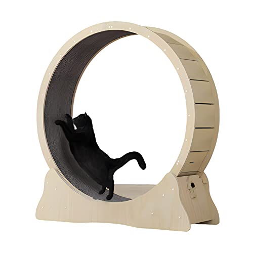 Laufrad für Katzen, Laufrad für Katzen, Durchmesser 87/90/100/110 cm, Katzenlaufrad mit geräuschlosem Design für Hauskatzen, für alle Katzen, natürliche Holzfarbe (Größe: 87 x 32 x 94 cm) von Generic