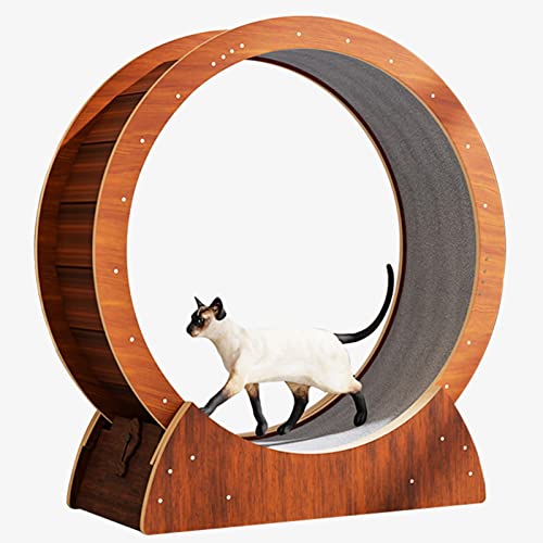 Laufrad für Katzen, braunes Holzmaserungs-Katzenlaufband ohne Lücke, 68, 78, 88, 98 cm Durchmesser, geräuschlos, zum Abnehmen, Übungsrad für Indoor-Katze, Katzenlaufrad (Größe: S-68 cm (26 3 von Generic