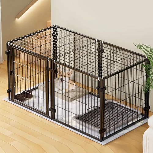 Laufstall, Hundekäfig, Laufstall, Hundebox, Haustierzaun, Hundebox mit großer Tür(Black,120 * 60 * 60cm) von Generic