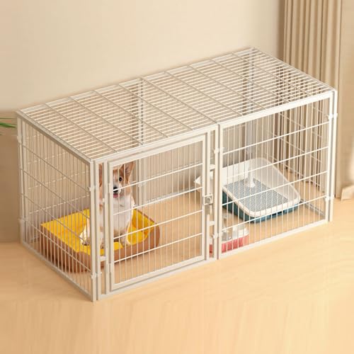 Laufstall, Hundekäfig, Laufstall, Hundebox, Haustierzaun, Hundebox mit großer Tür(White,120 * 60 * 60cm) von Generic