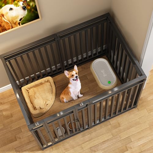 Laufstall, Hundekäfig, Laufstall, Tragbare Hundebox, Haustierzaun, Verstärktes Vierkantrohr(Black,120 * 60 * 60cm) von Generic