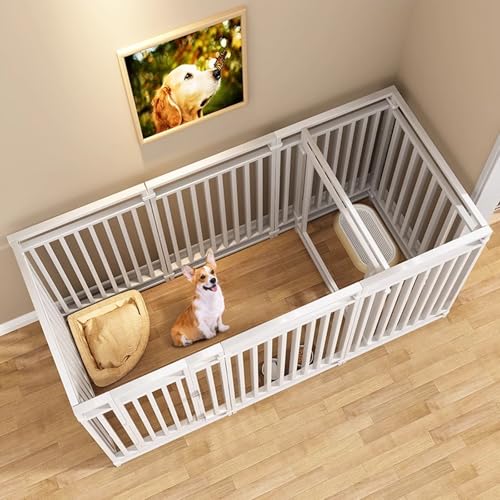 Laufstall, Hundekäfig, Laufstall, Tragbare Hundebox, Haustierzaun, Verstärktes Vierkantrohr(White,140 * 70 * 100cm) von Generic