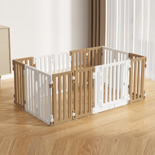 Laufstall, Hundekäfig, Laufstall, Tragbare Hundebox Zaun Kunststoff Haustier Hundebox Indoor Outdoor(Brown,136 * 70 * 67cm) von Generic