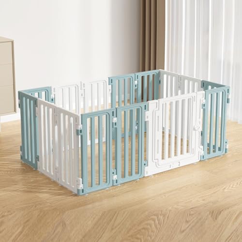 Laufstall, Hundekäfig, Laufstall, Tragbare Hundebox Zaun Kunststoff Haustier Hundebox Indoor Outdoor(Cyan,136 * 70 * 67cm) von Generic