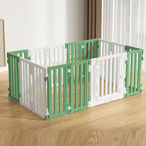Laufstall, Hundekäfig, Laufstall, Tragbare Hundebox Zaun Kunststoff Haustier Hundebox Indoor Outdoor(Green,136 * 70 * 67cm) von Generic