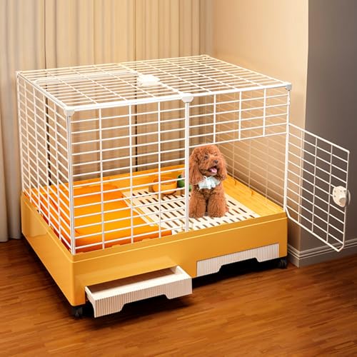 Laufstall, Hundekäfig, Laufstall, tragbare Hundebox, Hundebox mit Doppeltür(Yellow) von Generic