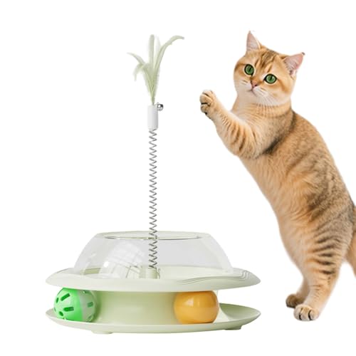Leckerli Spender Katzen Spielzeug | Interaktives Katzen Spielzeug Mit Feder-Und Bällen | Futterautomat, Beschäftigungsfutterspiel | Für Jagdsimulation Und Bewegung von Generic